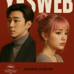 縱向 2:3 電影海報構圖,背景為深紅色純色。畫面中填滿巨大的白色無襯線字體 【“Y E S W E B”】,垂直排列,字母間留有負空間。在這些間隙中,插入兩幅半身側臉肖像:左側是(圖一)朝右看;右側是(圖二)朝左看。 兩人均使用 85mm 鏡頭、f/2.8 光圈拍攝,鏡頭在眼平高度略帶 3 度仰角,採用柔和、擴散的前上方光源。 海報頂部中央為黑色大寫文字:【“JEAN RENO NATALIE PORTMAN GARY OLDMAN”。左下角放置 1994 年坎城官方入選標誌(白色月桂圖案),底部中央為小型大寫字:“UN FILM DE LUC BESSON”】,最下方為灰色小字型大小的製作資訊。 整體為高解析度(300 dpi),新黑色電影風格的極簡優雅海報設計。